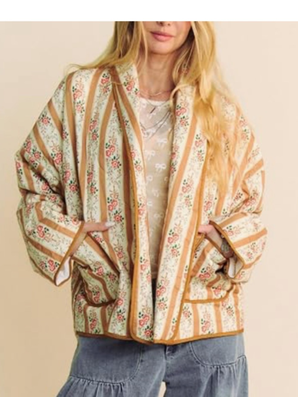 Veveret Floral Quilted Jacket-M